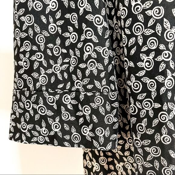 Floral Print Maternity Dress V Neck Black Tan Career Faux Wrap Babydoll Size M - Picture 6 of 8